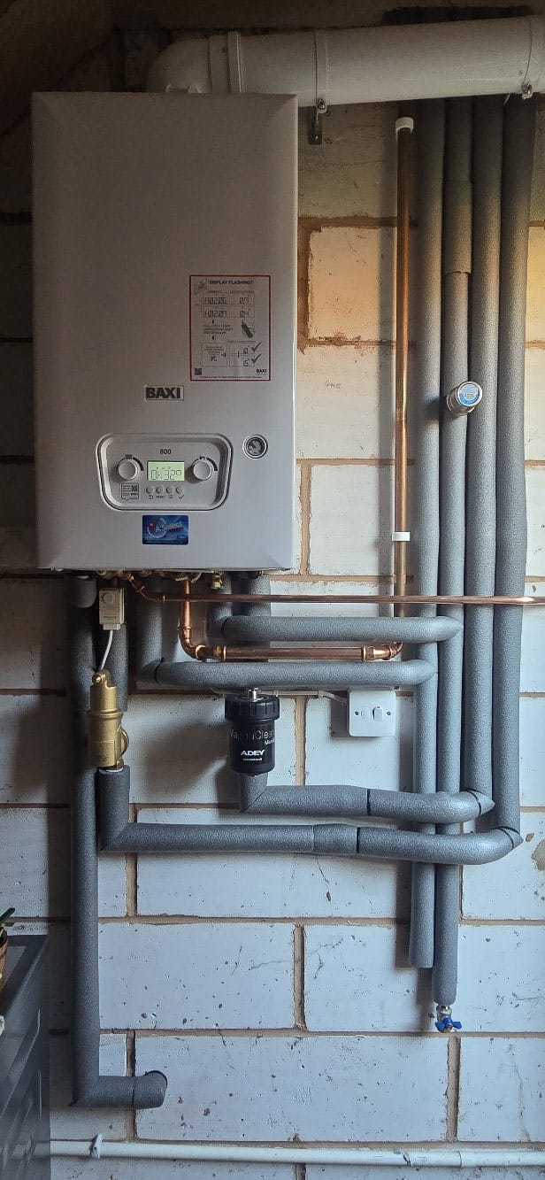 Garage boiler & lagged pipework